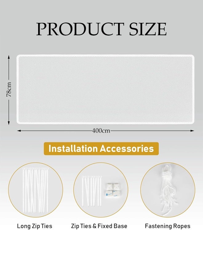 DUNISO 4 Metre Stair Safety Net for Children, Baby Safety Stair Railing Net, Children's Outdoor Balcony Fence Protection Mesh, No Drilling For Dog Cat Window (400x78cm, White) - Image 3